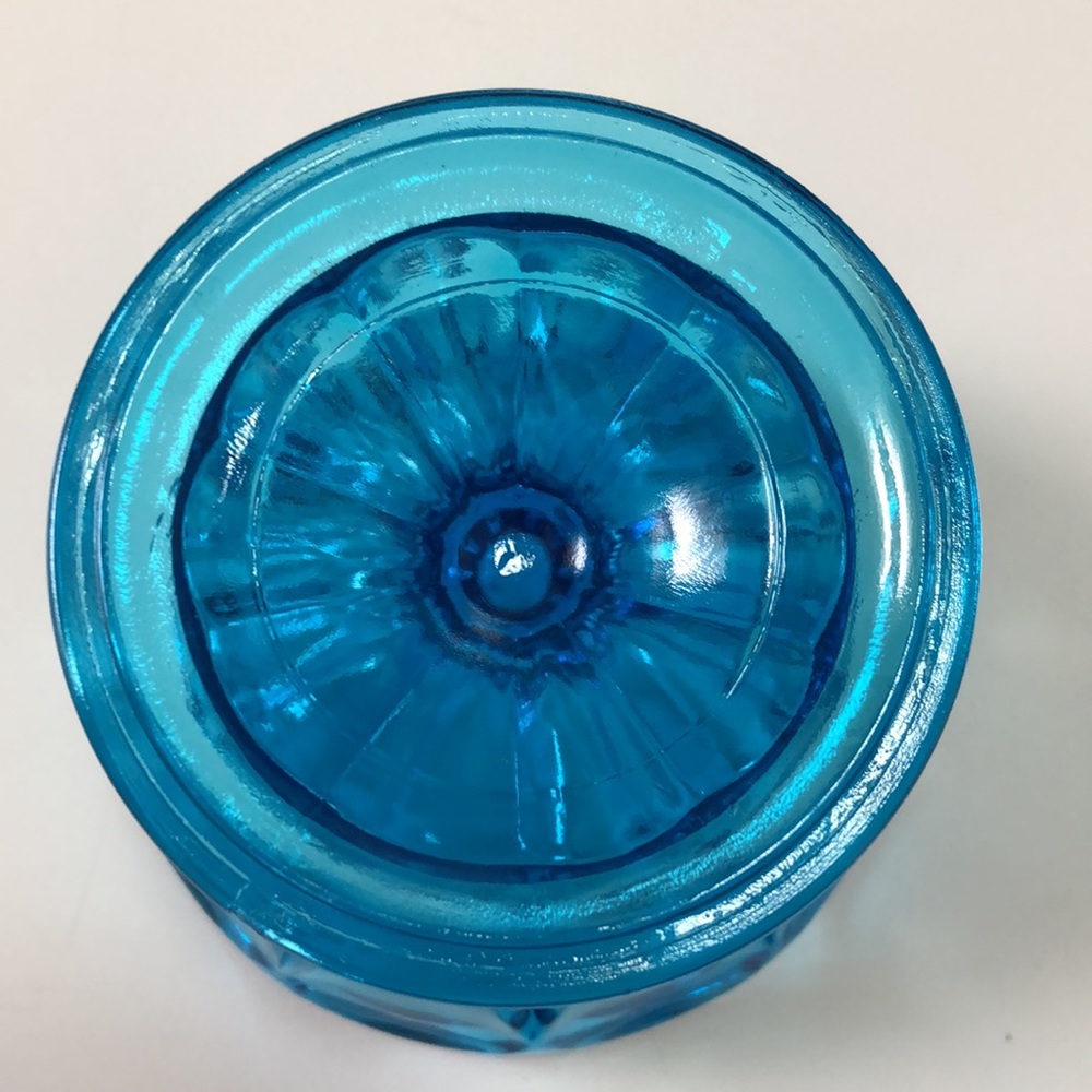 Vintage blue glass pedestal compote dish candy bowl - Picture 4 of 7